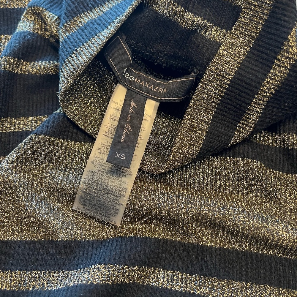 BCBGMaxAzria Sheer Gold & Black Striped Long Sleeve Top - First Posh Show 10/28 - Picture 6 of 7